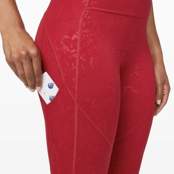 Lululemon Stronger as One Tight 28" *lululemon X Barrys Bootcamp Emboss Dark Red - Picture 5 of 13